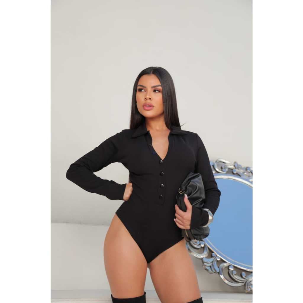 Body Feminino Manga Longa Ajuste ao Corpo