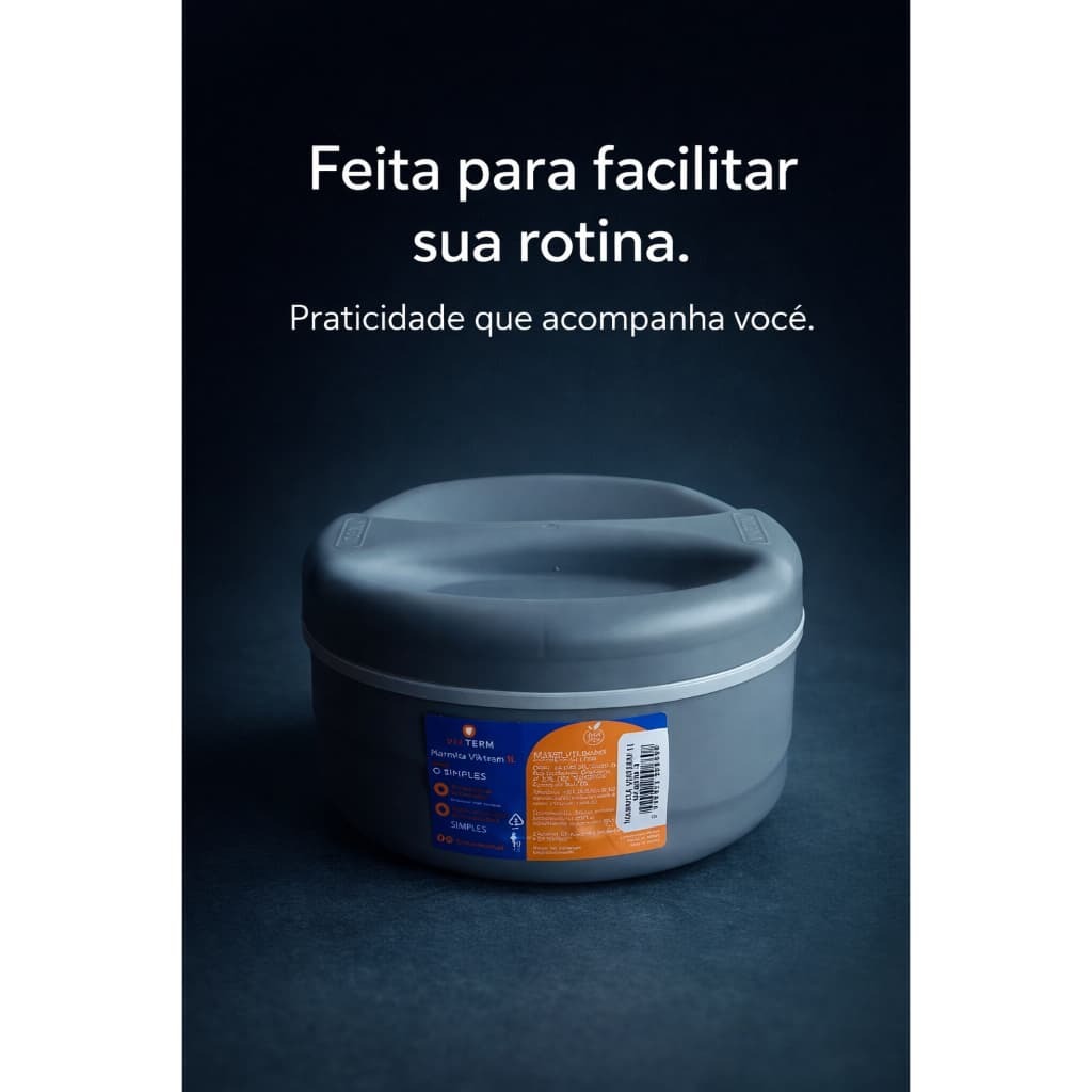 Marmita termica pote termico para trabalho tampa rosca infantil 1L antivazamento