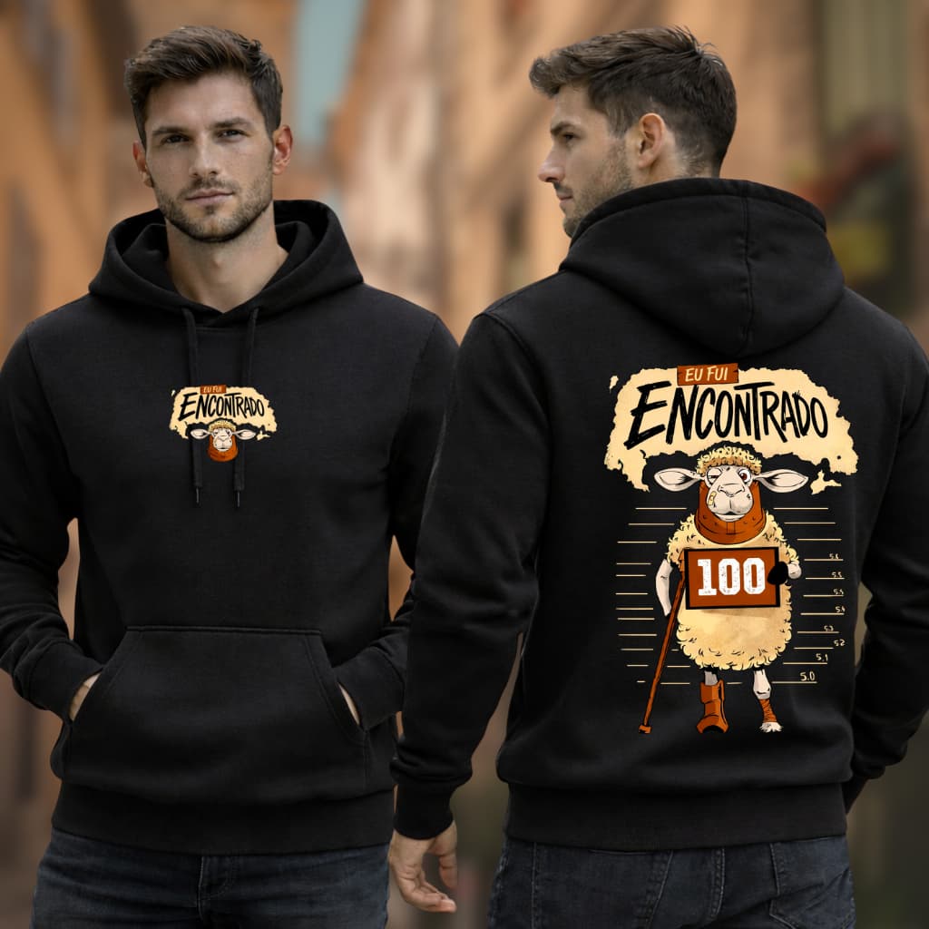 Moletom Canguru Com Capuz Estampado Ovelha Unissex 100% Algodão Evangélico Promoção