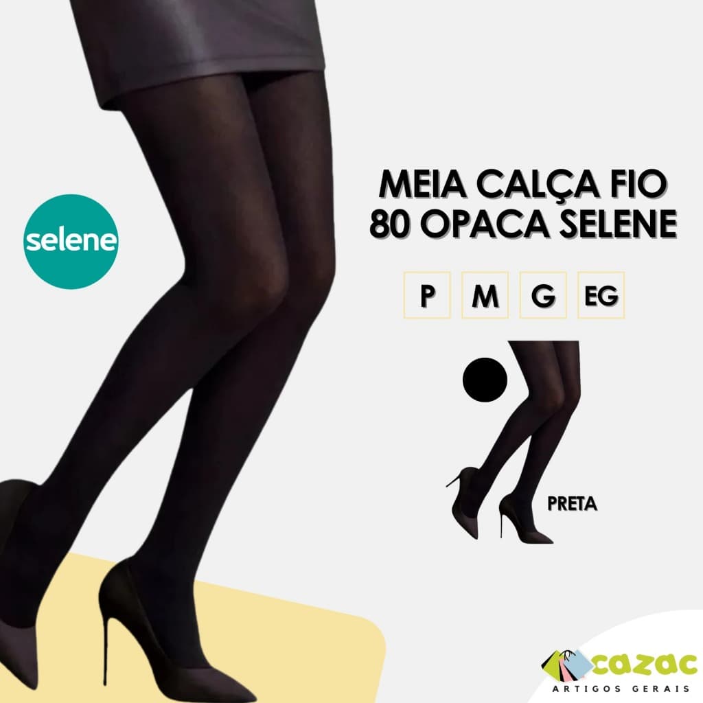 Meia Calça Opaca Feminina Fio 80 Inverno Selene Original Com Pé Poliamida e Elástano Adulto