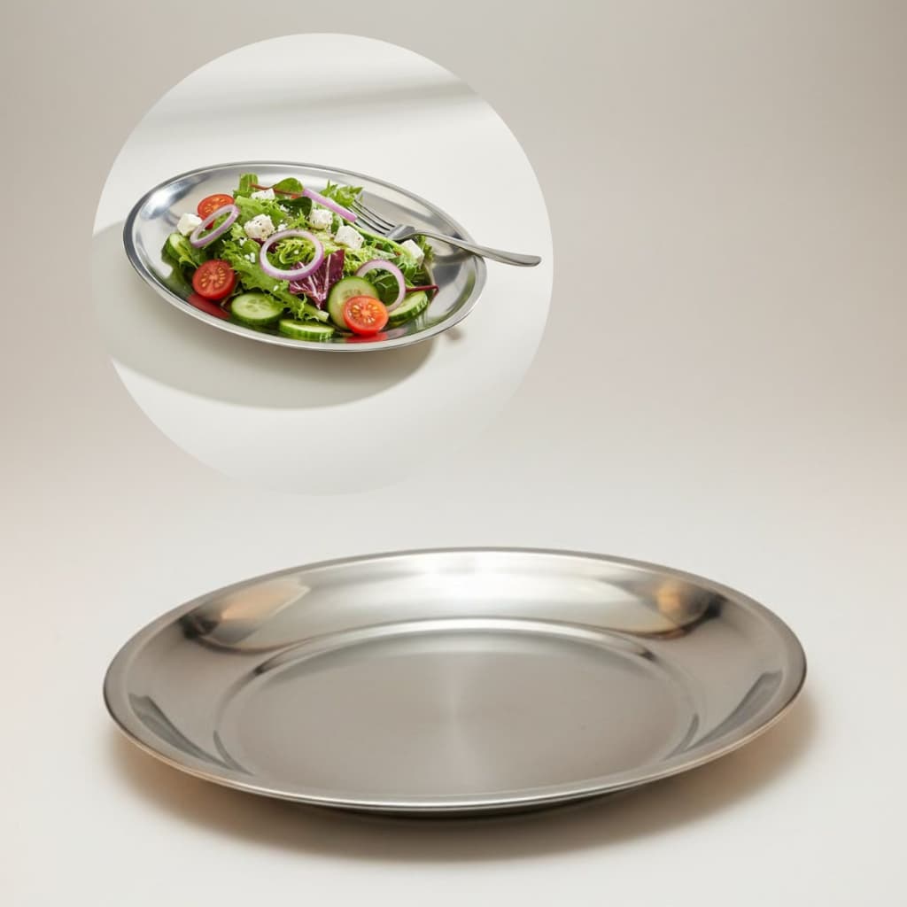 Bandeja Redonda Inox 25cm Salada Petisco Multiuso Travessa Envio Imediato