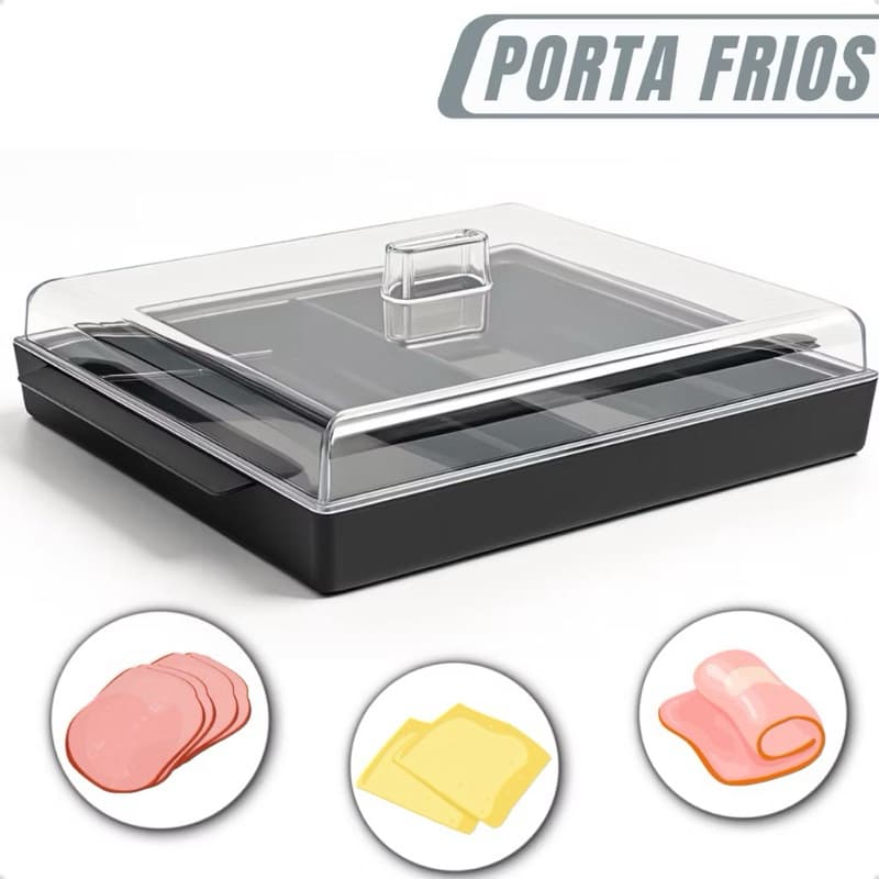 Porta Frios Duplo Preto Com Tampa Acrílica Super Resistente