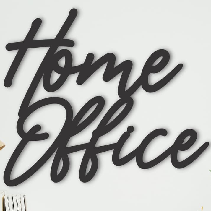 Placa Quadro Decorativo Home Office Escritório Lettering EAD Georado Madeira MDF Com Fita Dupla Face Adesiva Preto Fosco
