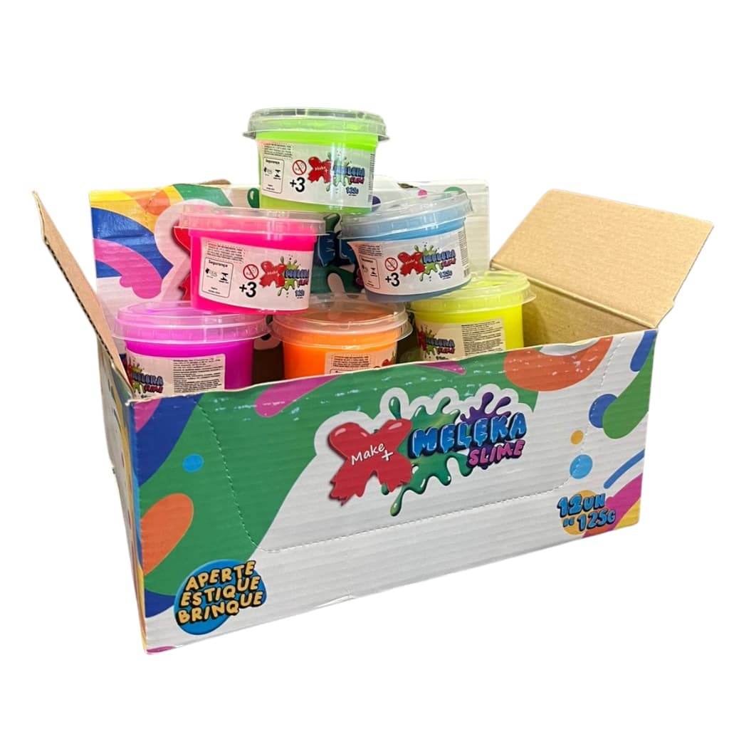 Kit Display 12 Unidades Slimes Cor Sortida Make+ 125g Meleka Geleca Brincadeira