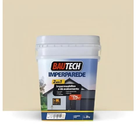 Tinta Impermeabilizante Bautech Imperparede 2 em 1 20kg  Alta Cobertura Exterior Fachadas Alto Rendimento