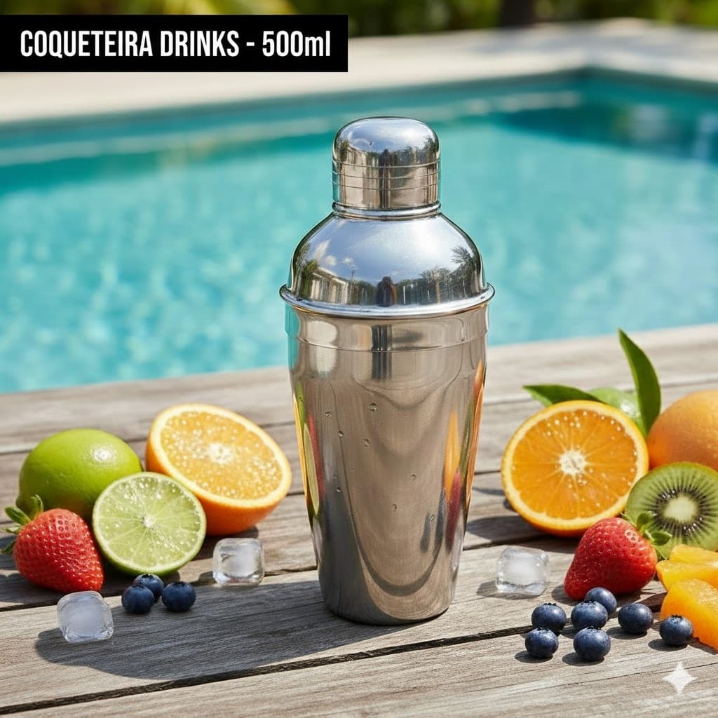 Coqueteleira Inox Capacidade 500ml Profissional Bar Shaker Misturador Drinques