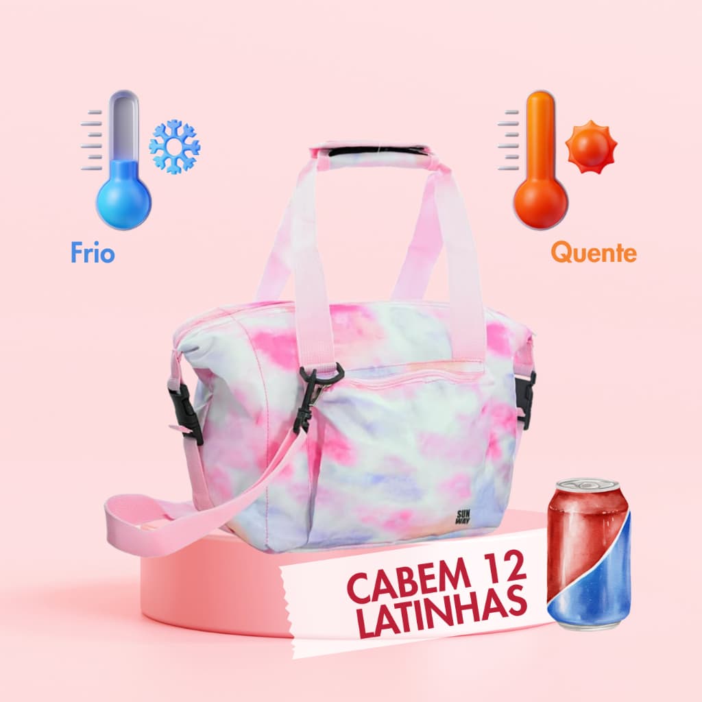 Bolsa Térmica Praia Viagem Marmita 8,6L Feminina Ajustável Impermeável