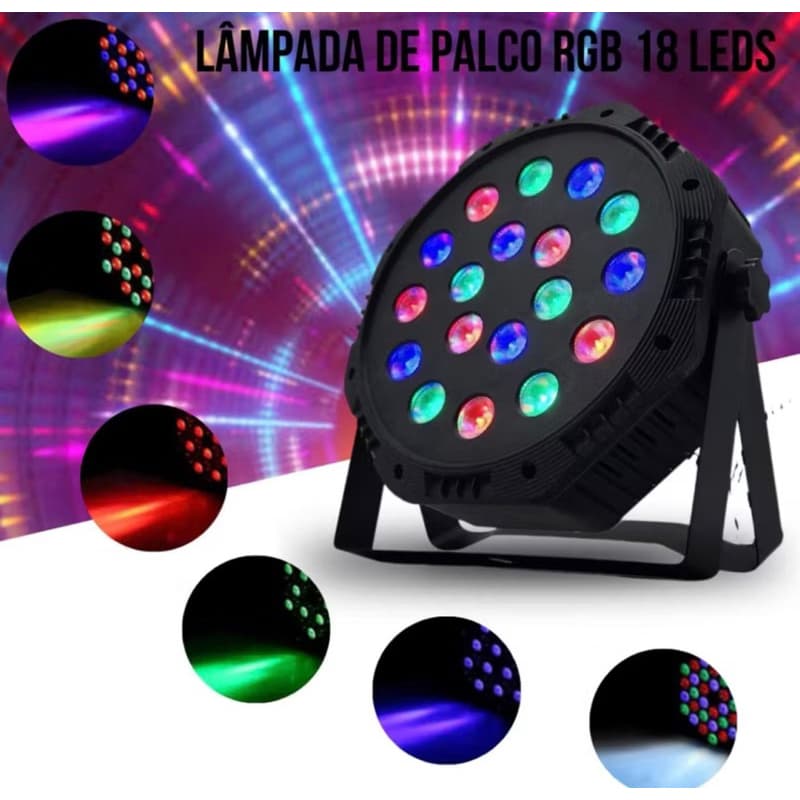 Refletor canhão Jogo De Luz 18 Leds Multifuncional Rgb Laser Show Festa