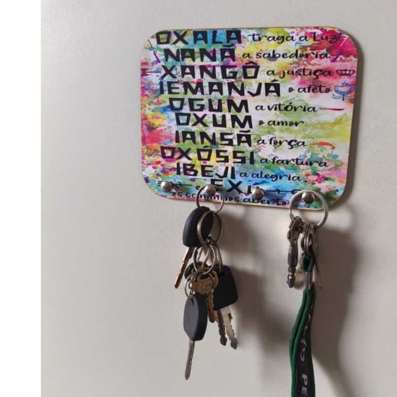 Porta Chaves Parede Decorado Orixás Frases Lar