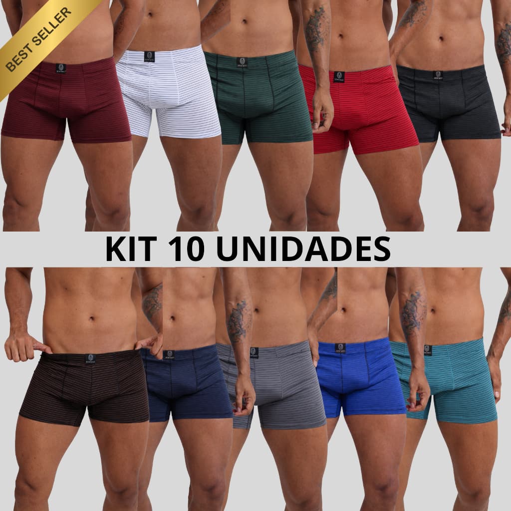 Kit 10 Cuecas Boxer Masculina Microfibra Premium Conforto Adulto