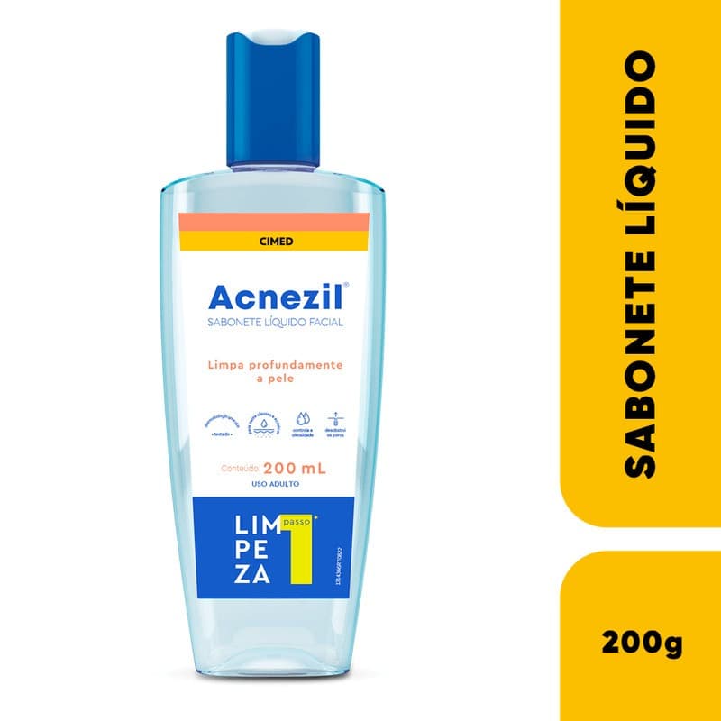 Acnezil Sabonete antisseptico Liquido Facial 200ml Sabonete Para Espinhas Todo Tipo De Pele