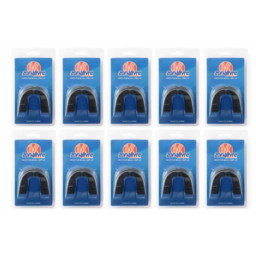 Kit 10 Protetores Bocais Moldável Para Lutas Boxe Muay Thay Preto E Branco Sem Sabor