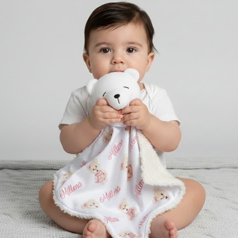 Naninha de Bebê Personalizada com Nome e Tema Naninha para Dormir Hipoalergênico Enxoval Recém Nascido Menina Menino