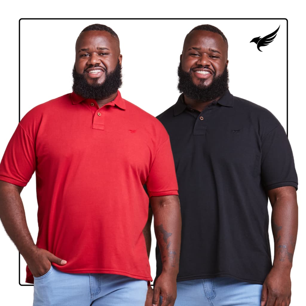Kit 2 Camisa Polo Social Plus Size Masculina Do G1 ao G5