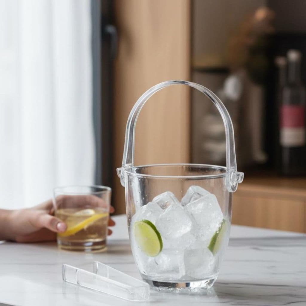 Balde De Gelo Em Vidro Com Pegador E Alça Para Drinks Cervejas Cozinha Decoração 825ml