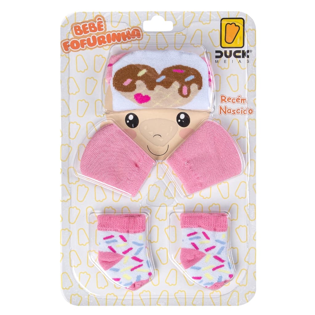 Kit Bebe Toca Luva E Meia Conjunto Recém Nascido Saída Maternidade Menina