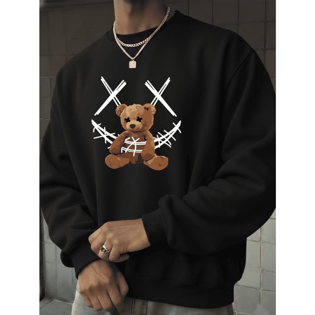 Moletom Masculino Flanelado Gola Redonda Blusa de Frio para Inverno