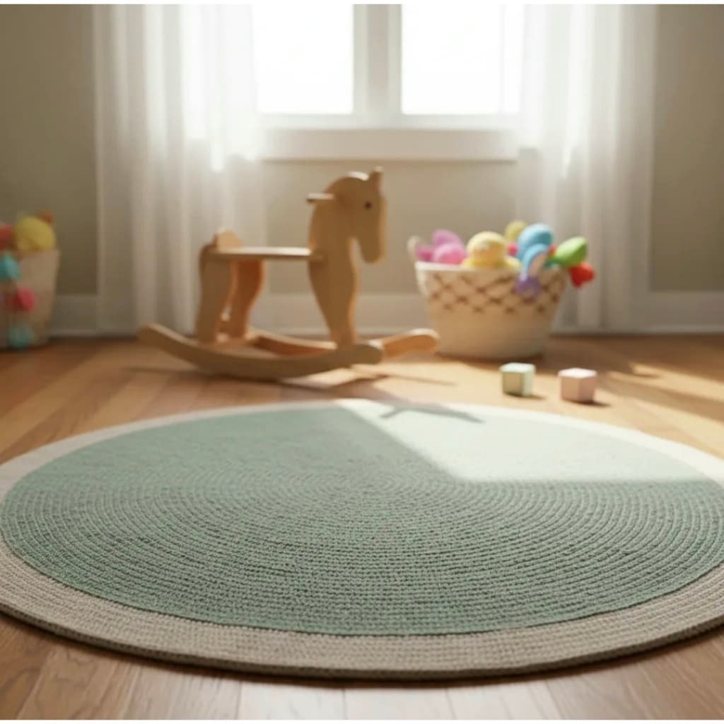 Tapete Quarto Infantil Verde Oliva Tapete de Croche