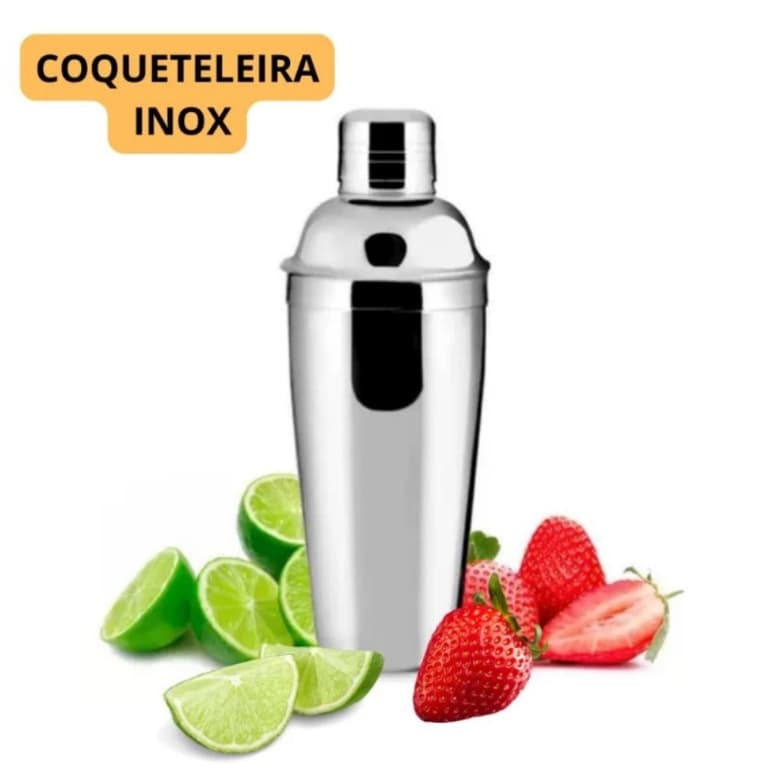 Coqueteleira Cobbler 500ml Inox para Drink Festa Evento Caipirinha Bar Profissional Bartender Coquetel