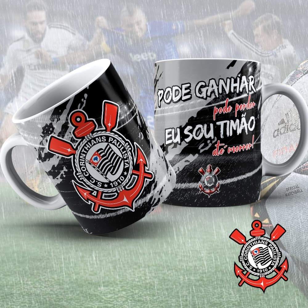Caneca Time Futebol para Presente Torcedor Torcida Porcelana 325ml Live Casa Decoração