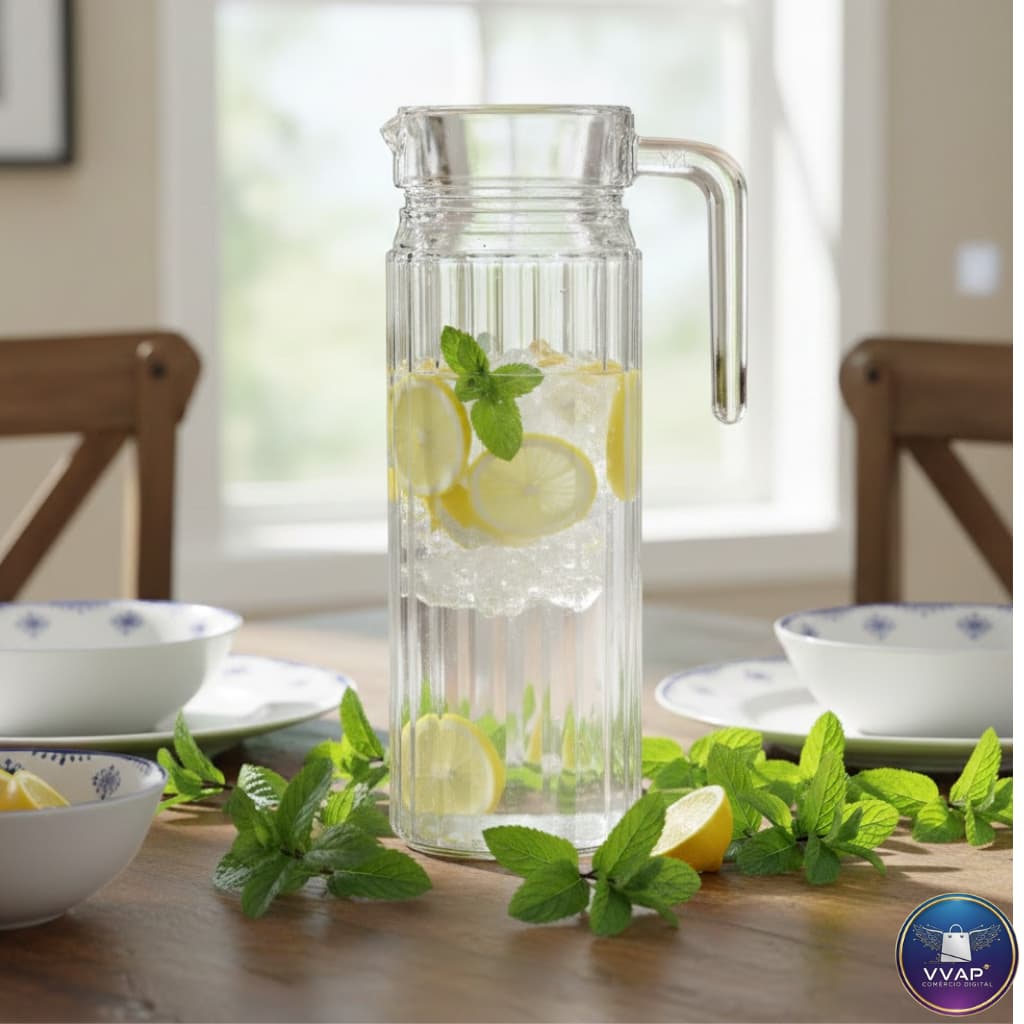 Jarra de Vidro 1 Litro – Jarra para Água Suco Chá e Bebidas