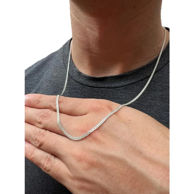 Corrente masculina prata 925 presente 60cm garantia premium grumet elo duplo 2,5mm