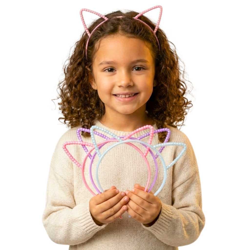 Kit 3/5/10 Tiaras De Gatinho Orelha Fantasia Infantil Penteado