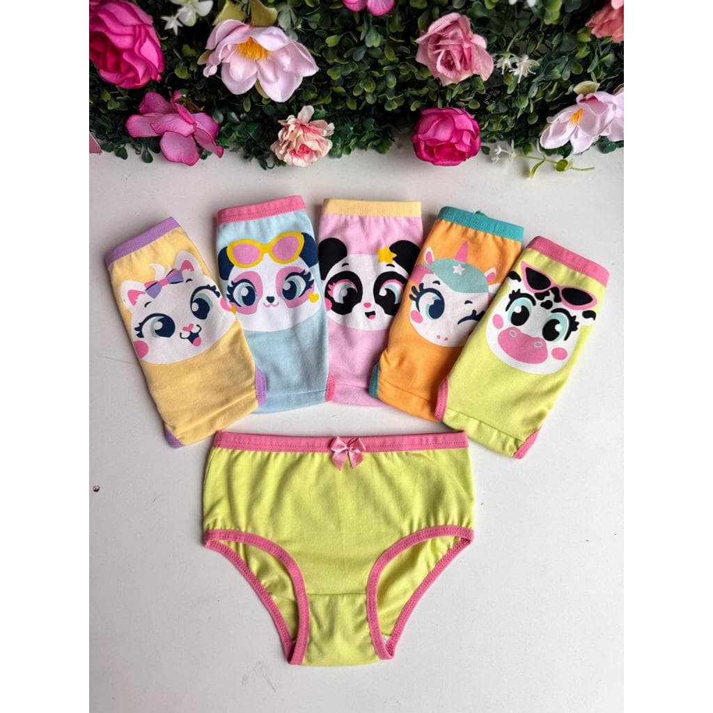 KIT 10 Calcinhas Infantil Estampadas Princesas Algodão Confortável Dia a Dia Premium Meninas