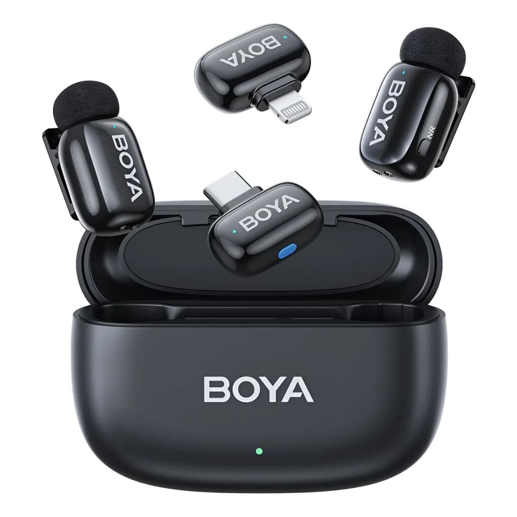 Microfone Sem Fio Boya Mini-12 Lapela Android/ios Preto