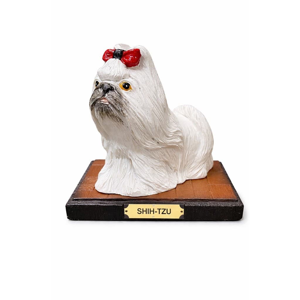 Escultura Decorativa Shih tzu Em Resina Branco
