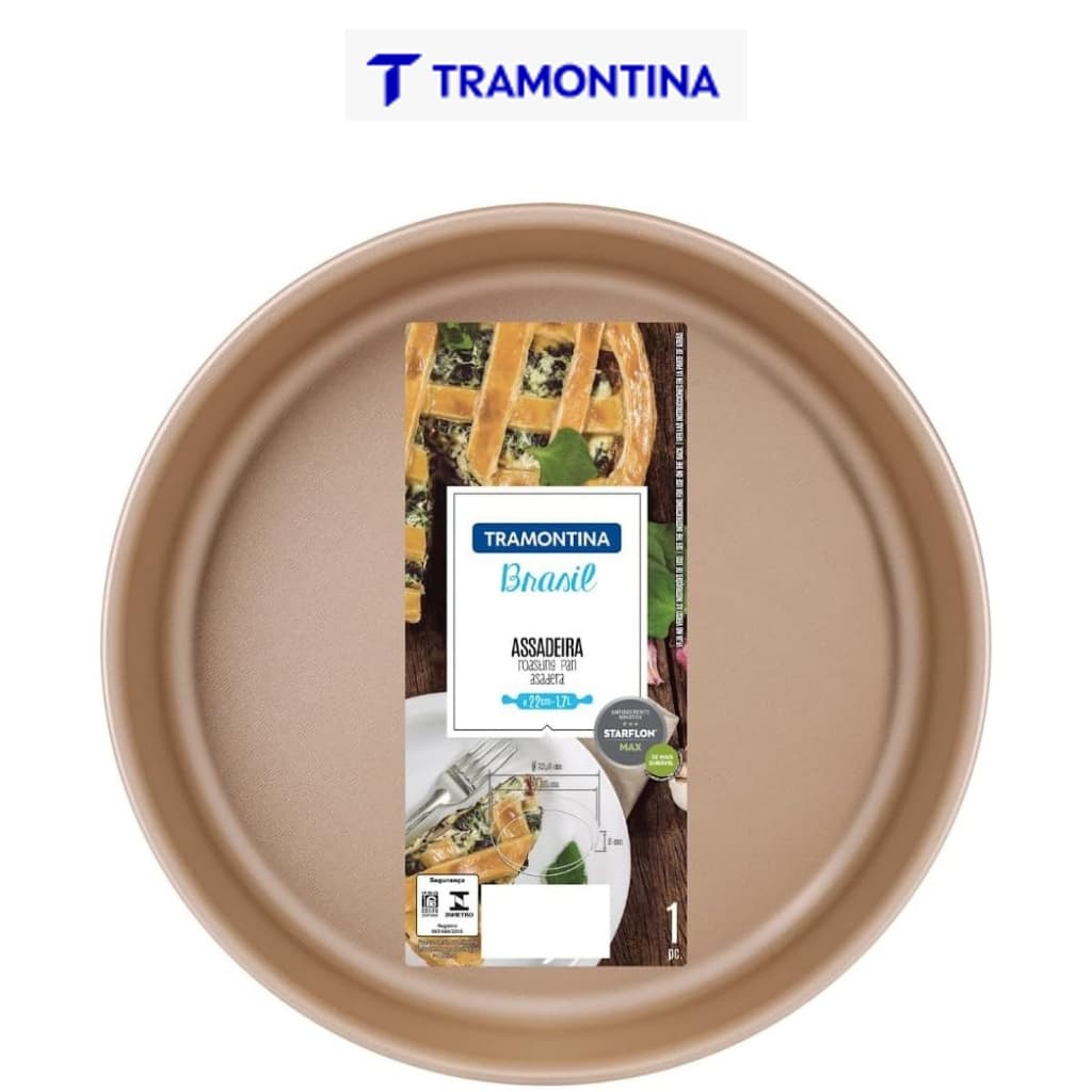 Assadeira Brasil Redonda Bolo Torta 24cm Starflon Max Vermelha Alumínio Antiaderente Tramontina