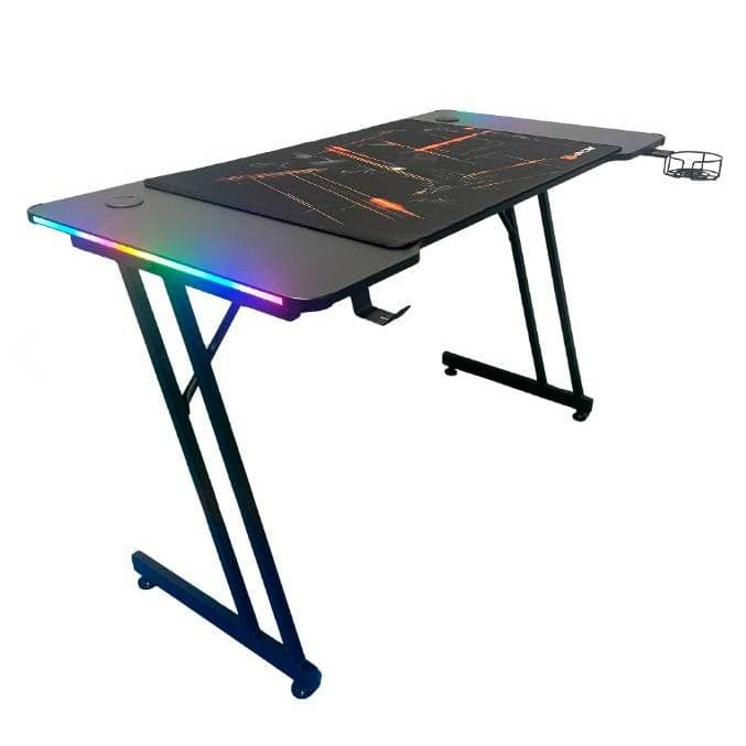 Mesa Gamer Super Pro Efeito Carbono 120x60 COM LED RGB e SEM LED e MousePad