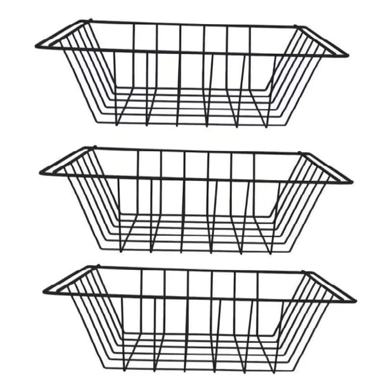 Kit 3 Cesto De Fruteira Aramado Preto Corrediça Lateral Multiuso Envio Imediato