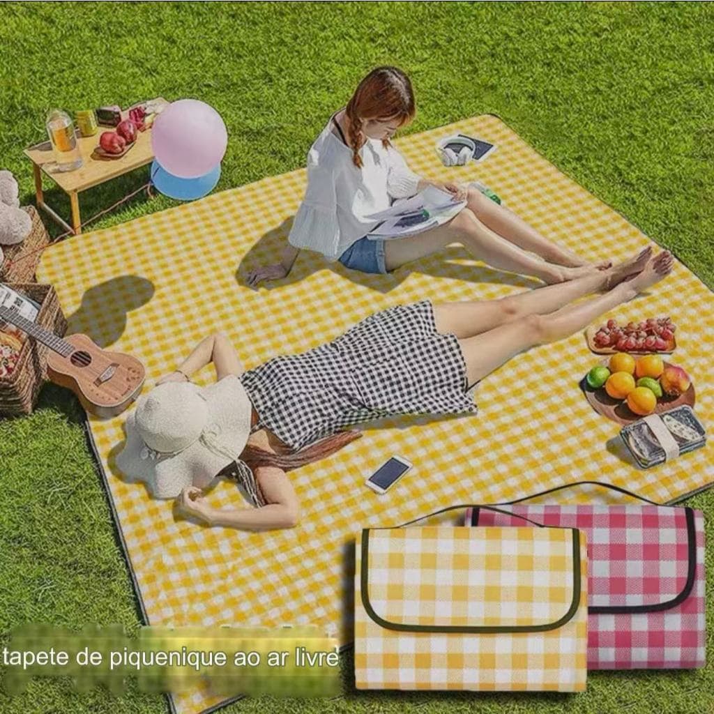 Tapete Piquenique 200X200cm Impermeável À Prova De Umidade | Portátil Dobrável para Picnic e Camping