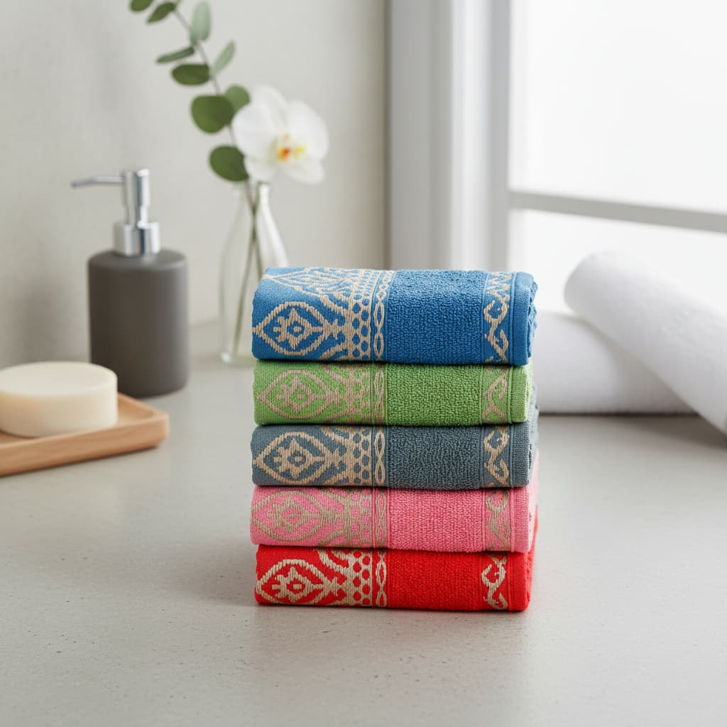 Kit 5 Toalha De Rosto Veneza Premium Grossa Bordada 45x70cm 100% Algodão Seca Bem