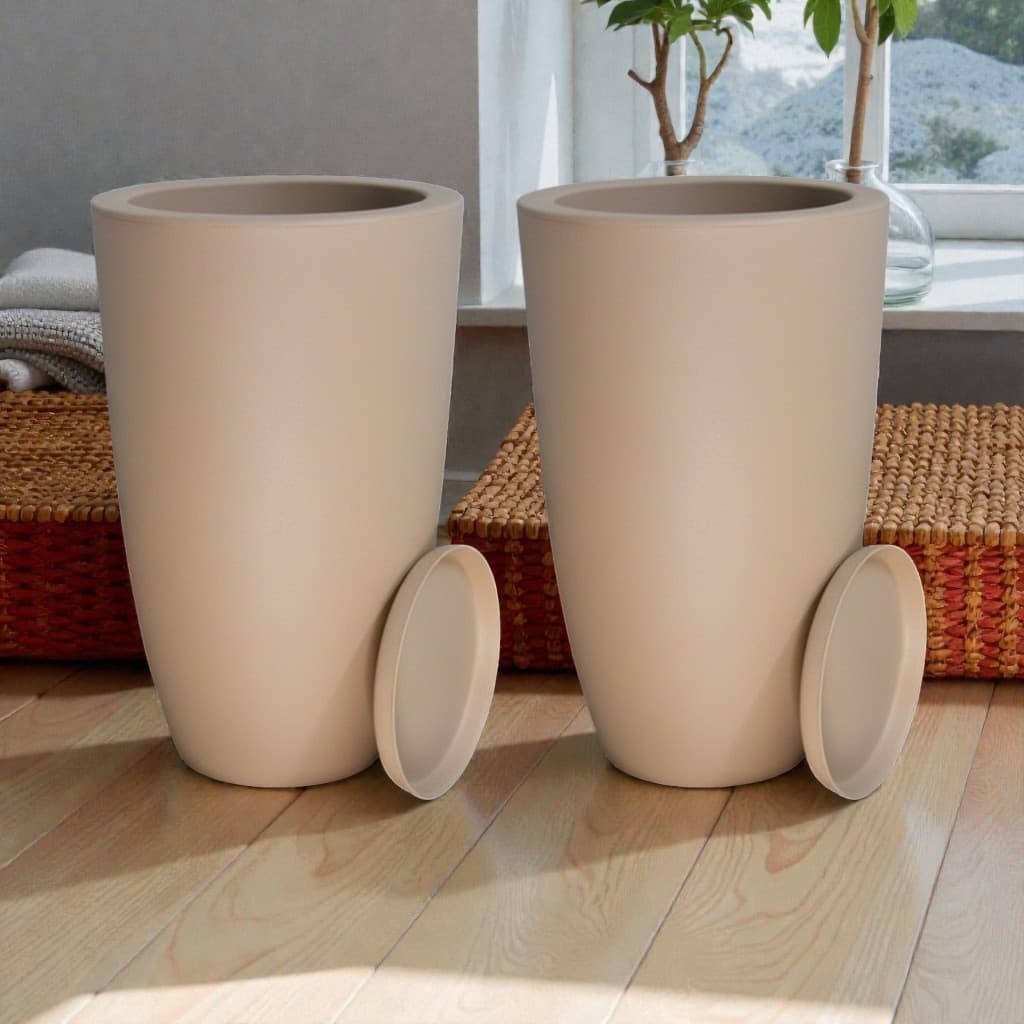 Kit 2 Vasos Coluna Bojo 55cm Jateado Fosco – Moderno, Resistente Sol e Chuva | Ideal p/ Fachada, Sala e Jardim