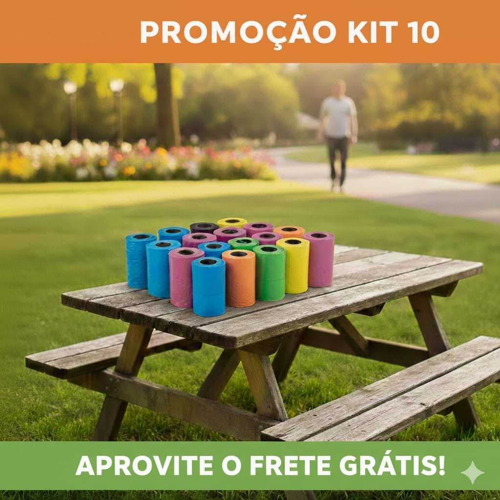Kit 10 Rolinhos Cata Caca Pet -   Saquinhos Refil Higiênico Premium Colorido