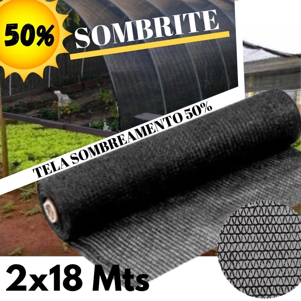 Tela Sombrite 50% 2x18 Mts para Horta Jardim Orquidário Estufa Viveiro Proteção UV Alta Resistente
