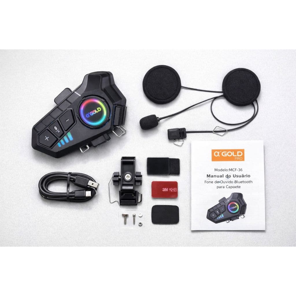 Fone Bluetooth para Capacete A’Gold Pro MCF-36 | Hands Free | À Prova D’Água IP65 Música e Chamadas