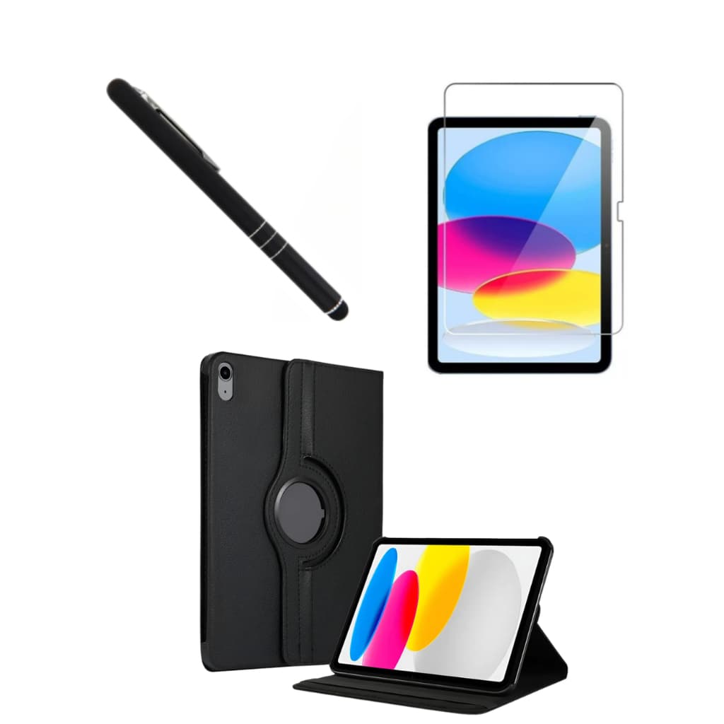 Kit Capa Capinha Giratória + Película + Caneta Para iPad 10ª Geração 10.9 (2022) A2757 A2777 A2696/ iPad 11 A16 (2025)