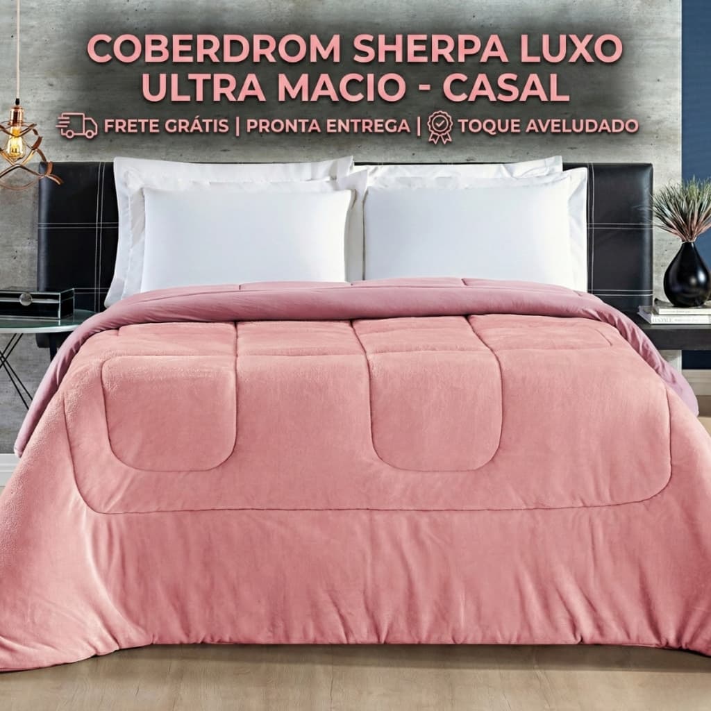 Coberdrom de Malha Sherpa Macio Elegante Luxoso Toque Suave Leve