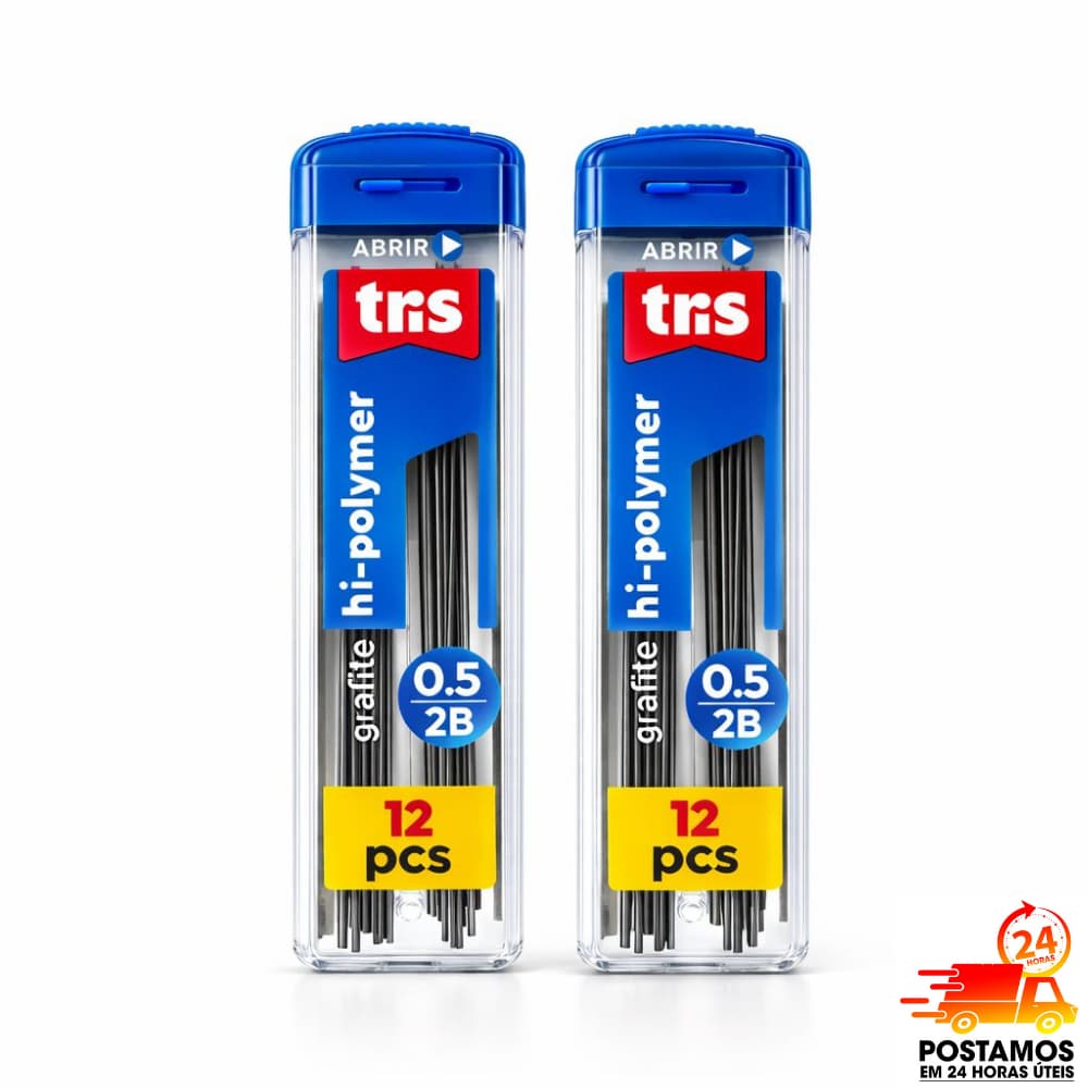 Grafite Tris 0.5mm 2B Hi-Polymer Kit C/2 Refil Para Lapiseira Com 12 Unidades Cada
