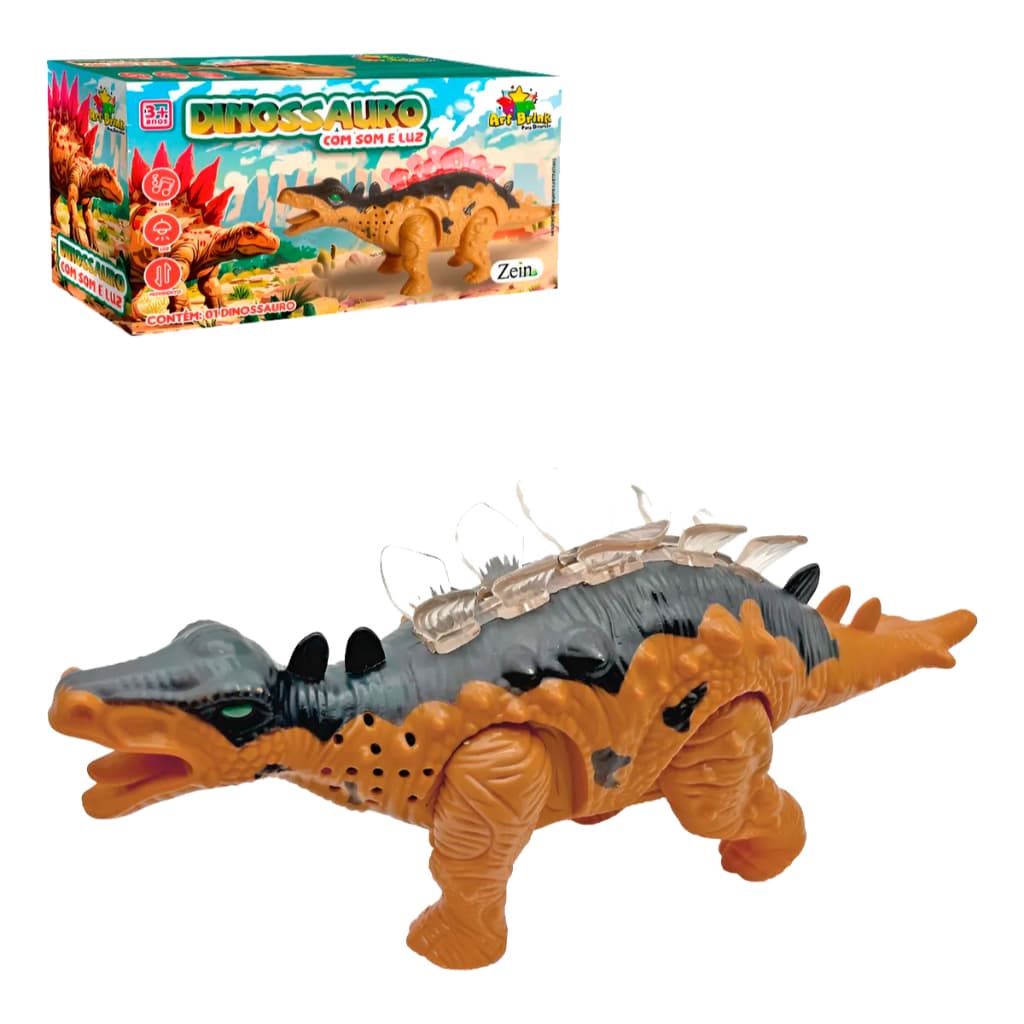 Dinossauro Stegosaurus Robô Brinquedo 25cm Anda Com Luz E Som Stegossaurus