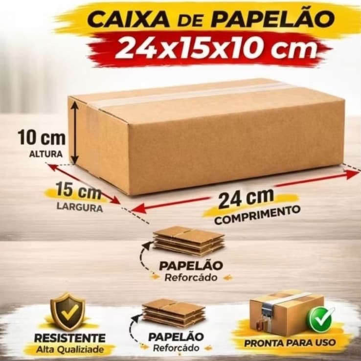 Kit Caixa Papelão 24x15x10 Envio Correios Ecommerce Embalagem