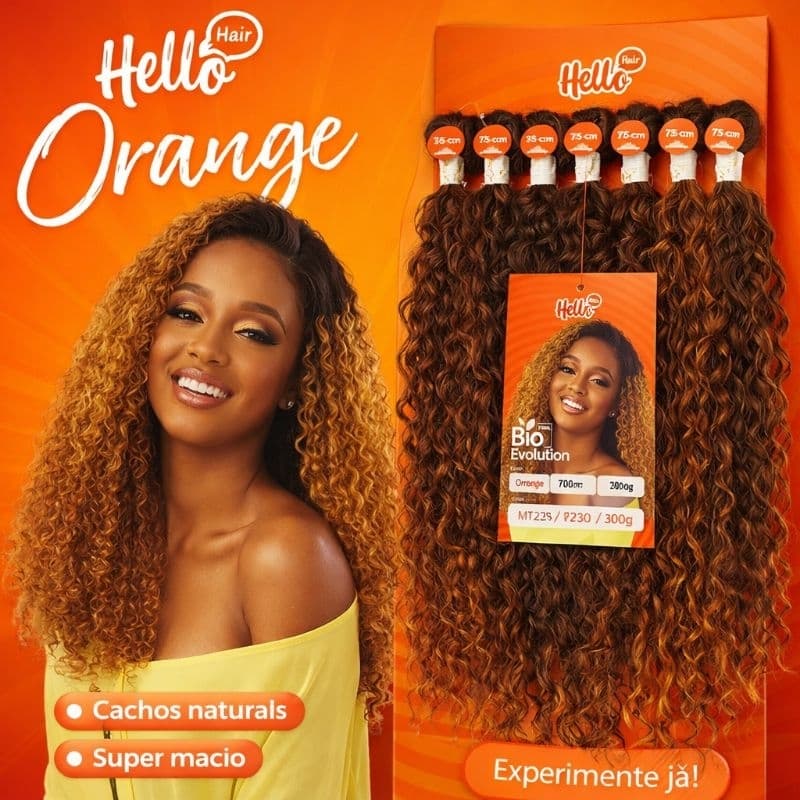 Cabelo Hello Hair Orange Bio Evolution 75cm - Para Entrelace, Boho Braids, Gypsy Braids.