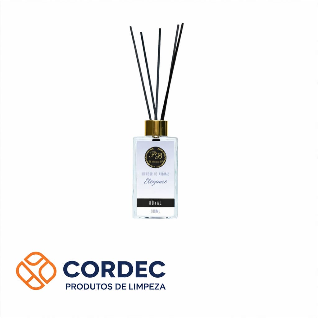 Difusor de Aromas 200ml Royal Elegance Aromatizador de Ambiente com Varetas Floral Frutal Luxo Alta Fixação Perfumaria B