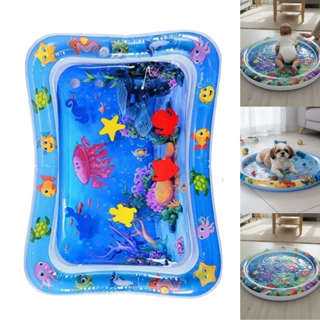 Tapete Sensorial de Água Com Borda Inflável Bebê Almofada Sensorial Atividades Fundo do Mar Infantil