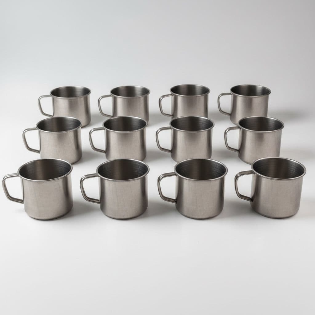 Kit 12 Caneca Inox 150ml Xícara Café Chá Inquebrável Casa Cozinha Pequena Envio Imediato