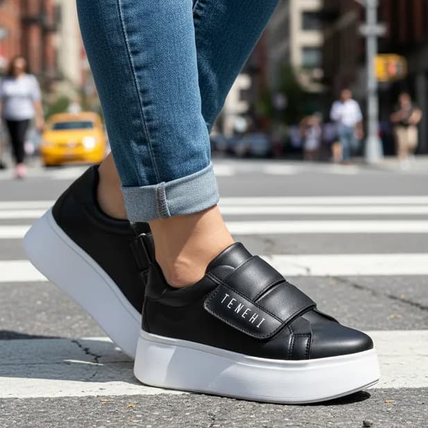 Tênis Feminino Sola Plataforma Casual Original Confortável Fácil de Calçar