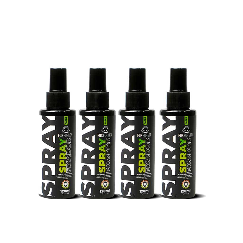 SPRAY FIXADOR DE FIBRA CAPILAR FOX FOR MEN - 4 UNID - FIXADOR PARA MAQUIAGEM CAPILAR